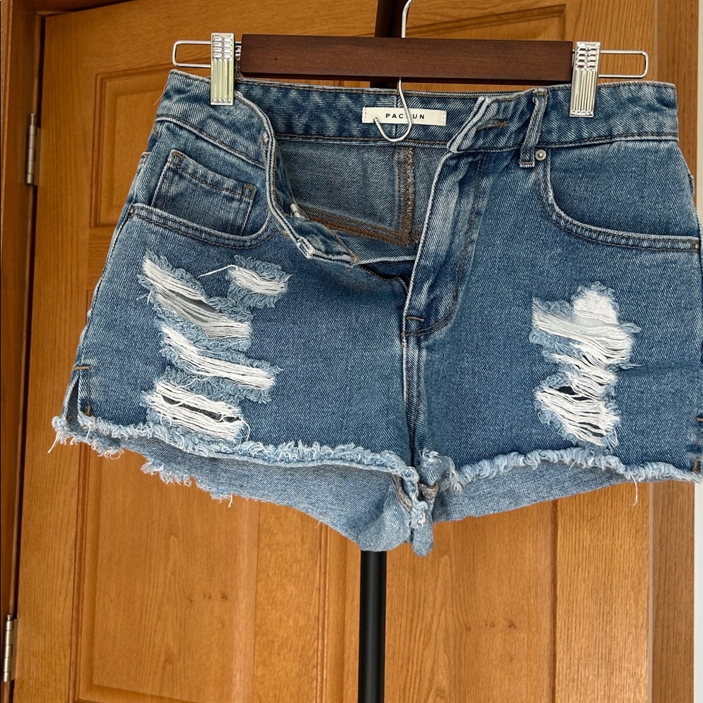 PacSun Blue Distressed Denim Shorts